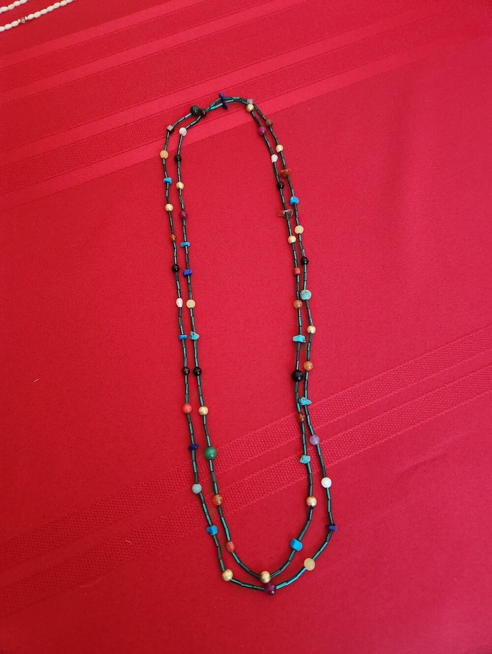 Source Unknown Multicolor Beaded Double Strand Necklace